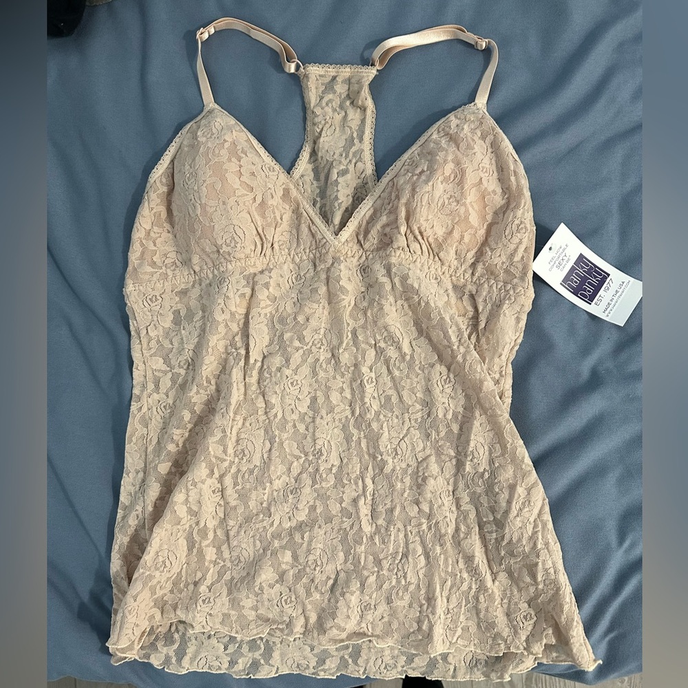 Hanky Panky Beige lace tank top